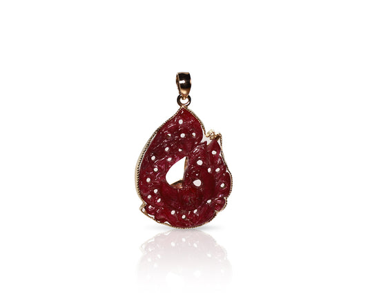 Hand-Carved Swan Ruby Pendant