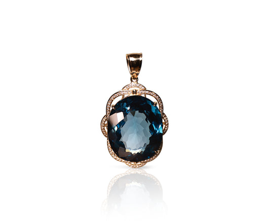 14K London Blue Topaz Pendant